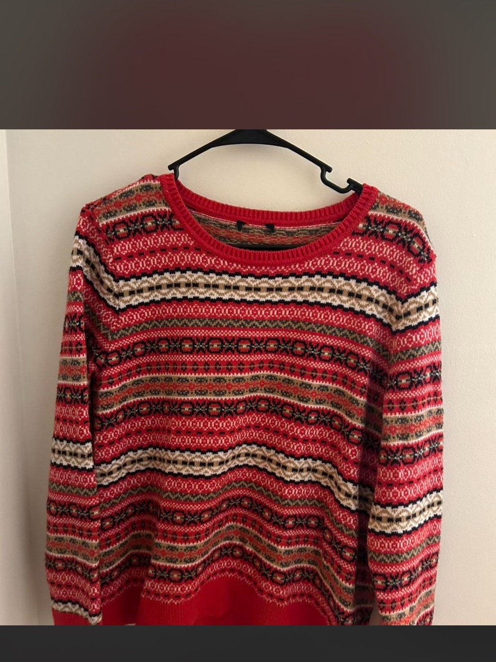Red Fair Isle Crewneck Sweater - Women